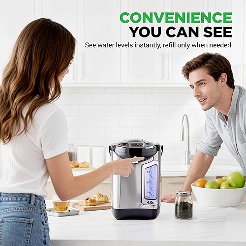 Miniatura 4 de NutriChef Caldera de agua eléctrica y calentador Dispensador eléctrico de agua caliente de acero inoxidable de 4 L4.2 cuartos de galón con base