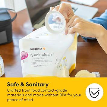 أكياس تعقيم الميكروويف سريعة التنظيف من Medela للزجاجات وأجزاء مضخة الثدي، قابلة لإعادة الاستخدام حتى 20 مرة لكل كيس، مادة صالحة للطعام، مصنوعة بدون مادة BPA، عبوة من 12 قطعة