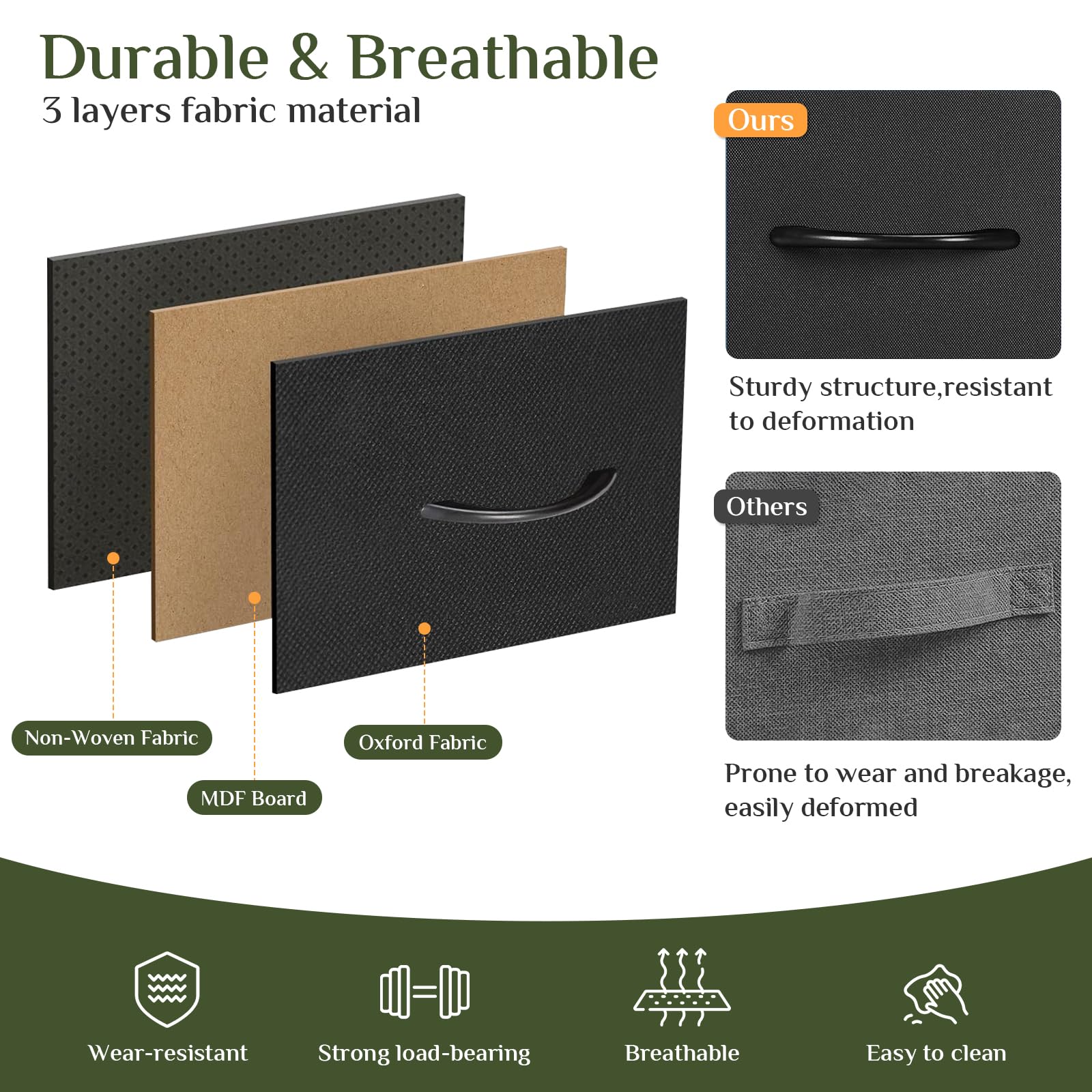 Mobile TV lungo 100 cm, mobile TV da soggiorno con cassetti in tessuto, armadio per TV con ripiani per soggiorno, camera da letto, telaio in metallo, nero, altezza 80 x larghezza 100 x