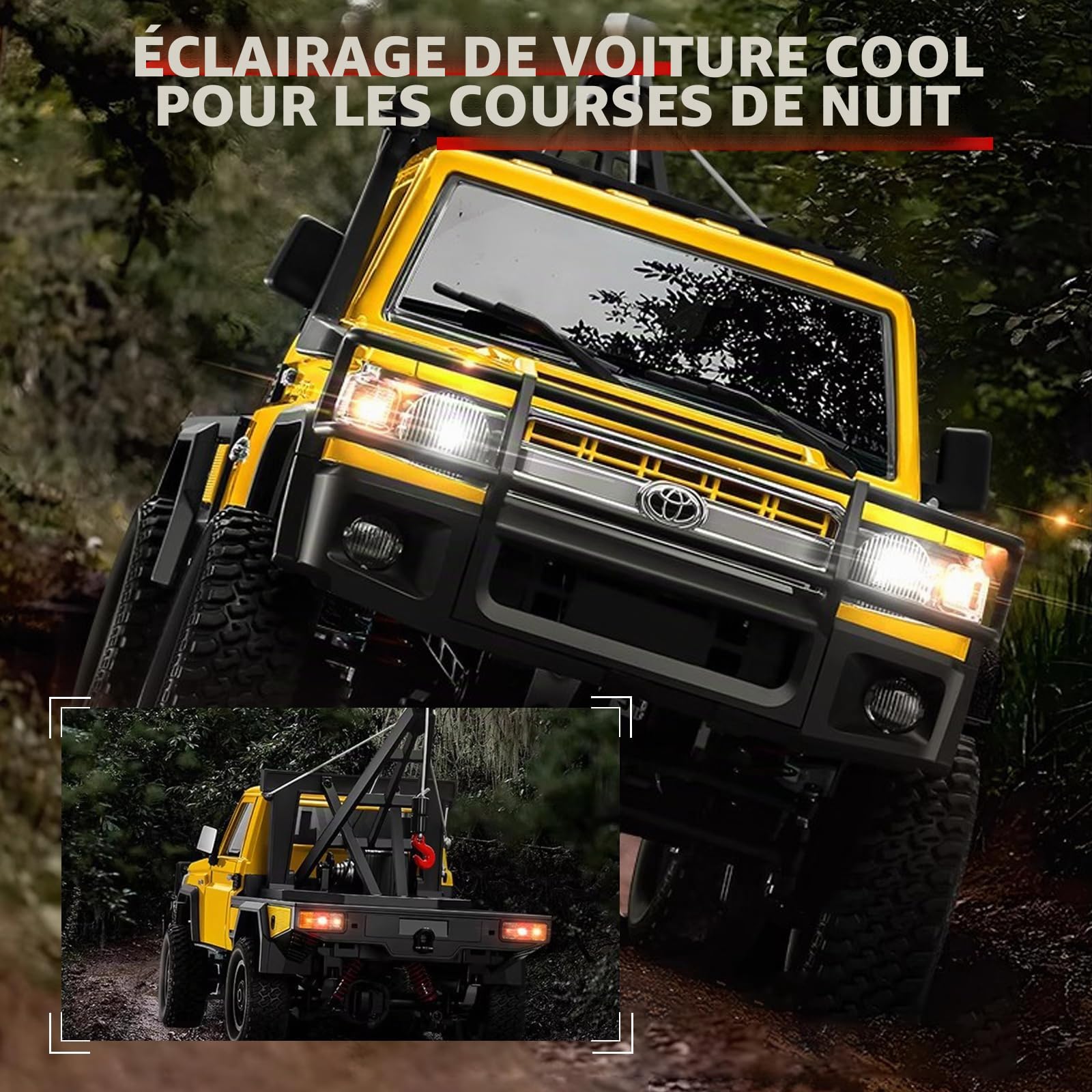 ARRIS Camion-Grue RC 1/12, MN-82T LC79 RTR RC Crawler, Voiture de remorquage Tout-Terrain 4 Roues motrices RTR 2,4 GHz RC Pick-up Trail Truck pour Adultes Hobby Toys (Rouge)