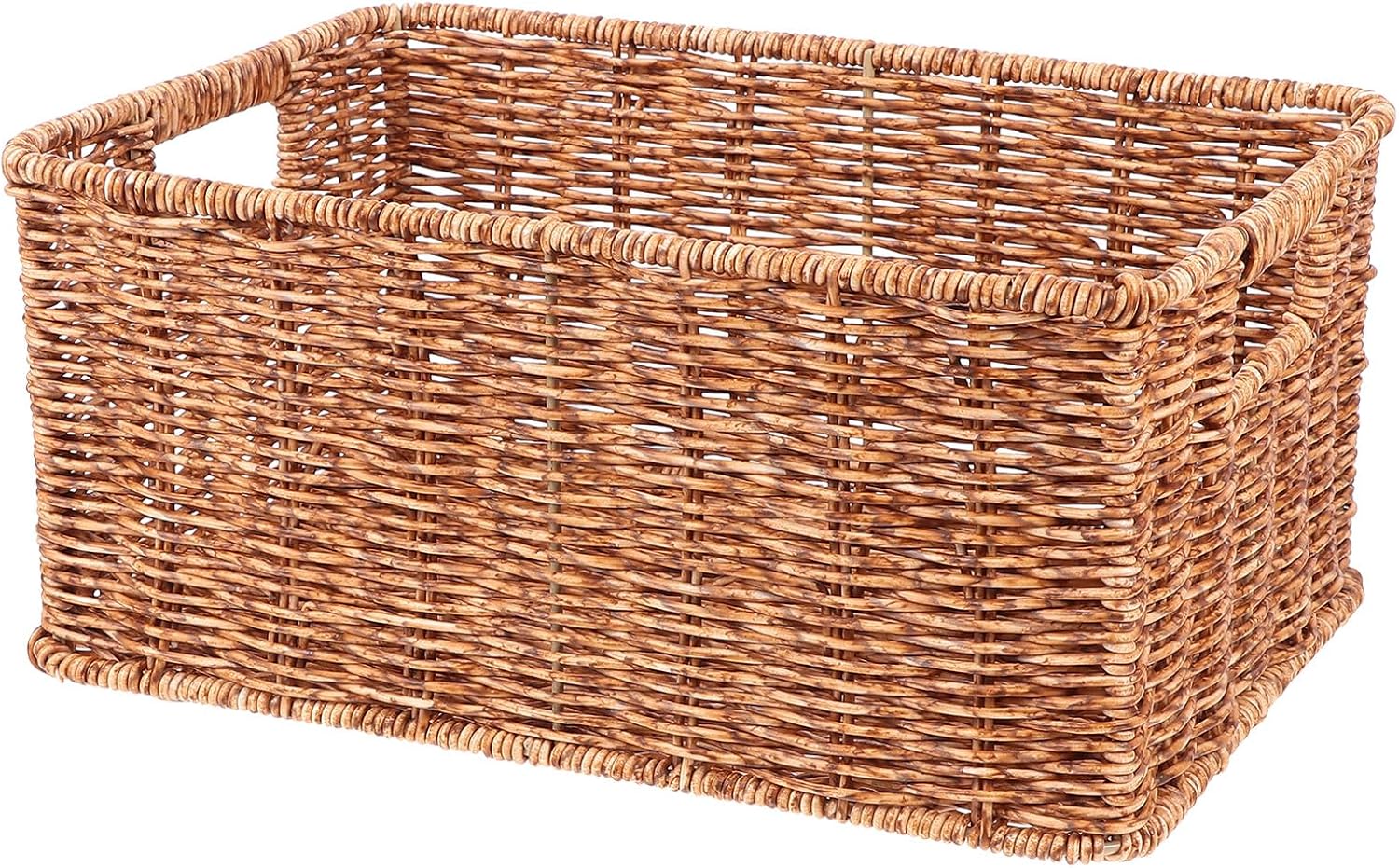 Woven Rattan Clothes Storage Basket Medium Size, Household Multi-function Storage Container for Clothes Organizing and Home Shelf Organization