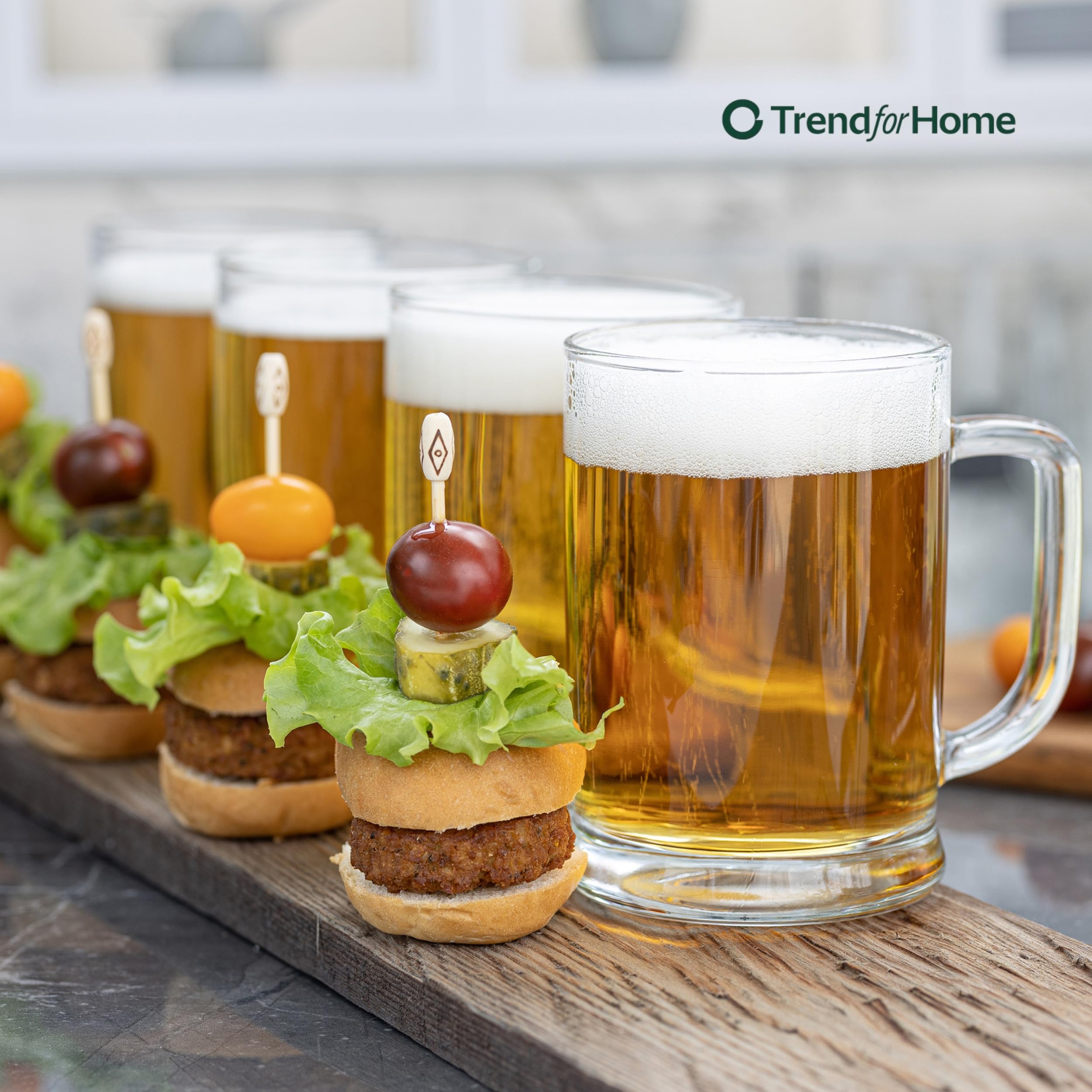 TREND FOR HOME Boccale Birra con Manico, 500 ml, Set da 6 Boccali Birra Set Bicchieri Birra Vetro Trasparente 0,5L, Lavabile in Lavastoviglie, Collezione Ulf