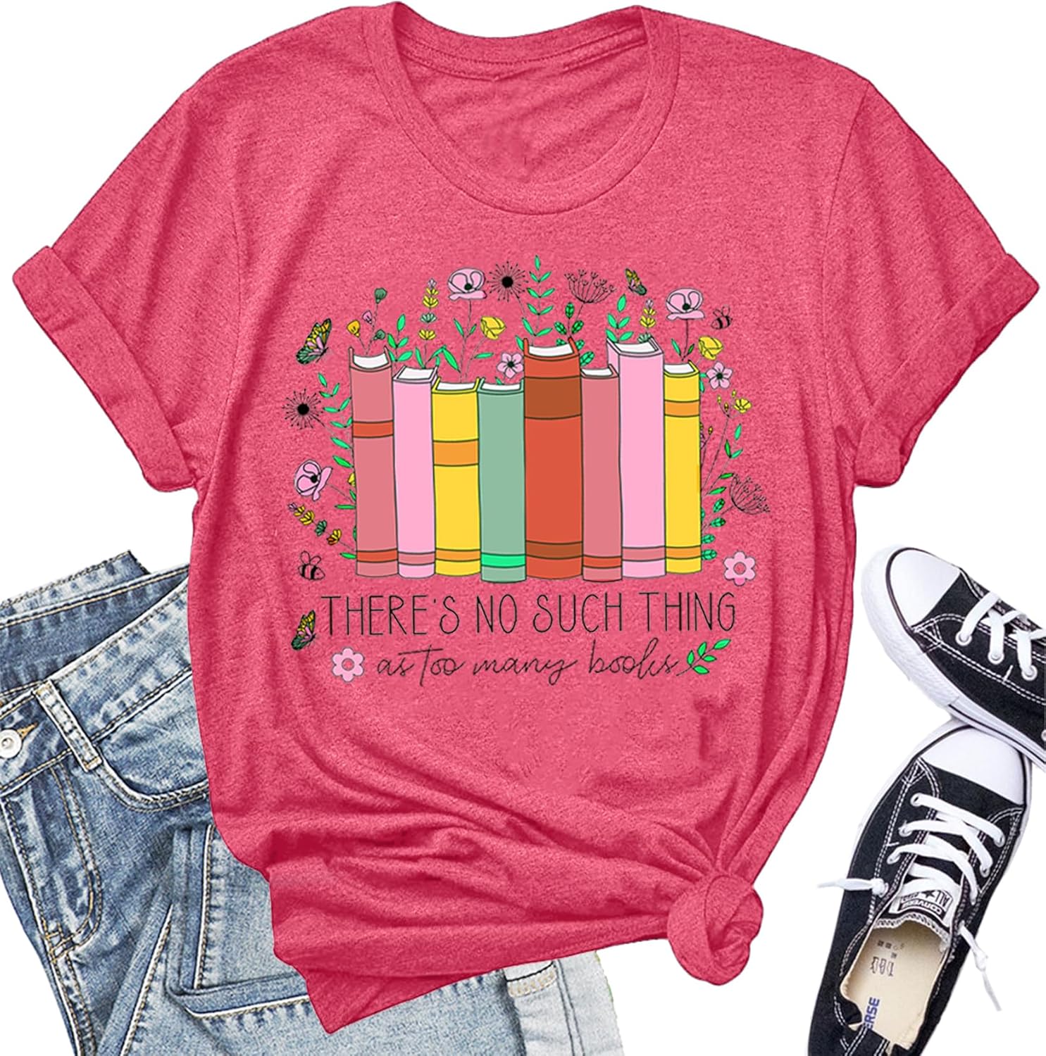 Womens Book Shirts Bookworms T-Shirt Librarian Book Lover Shirt Funny Reading Teacher Tee Floral Bookish Shirts - Image 4
