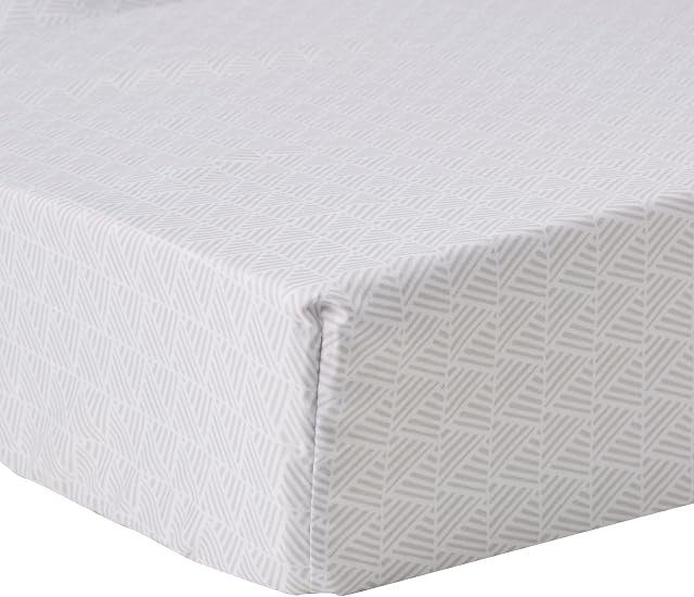 Amazon Basics Microfibre Fitted Sheet, Double, Grey Crosshatch