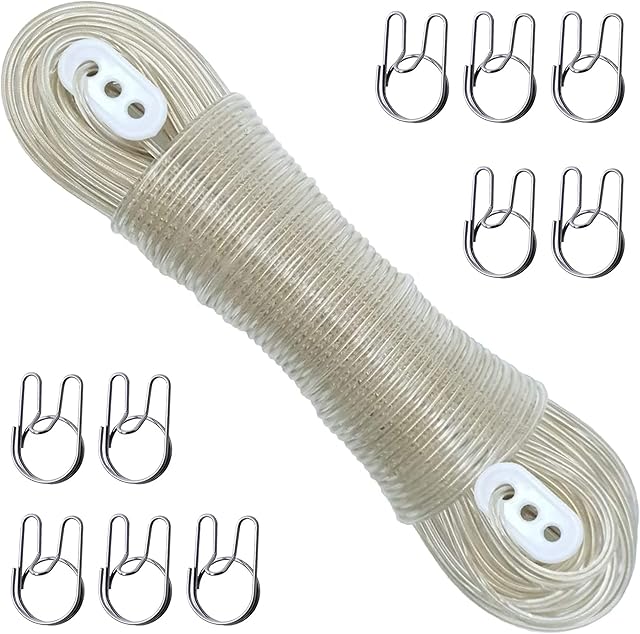 Wikki Washing Line Rope 30M, Clothes Steel Core Heavy Duty, Lines, Strong Lines Outdoor Garden for Outside, 30m Aprox 100ft(TRANSPARENT), White (YTH-01)