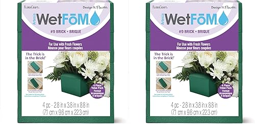 Miniatura 10 de FloraCraft Floral Artesia WetFM 4 piezas ladrillo 2.8 pulgadas x 3.8 pulgadas x 8.8 pulgadas, verde