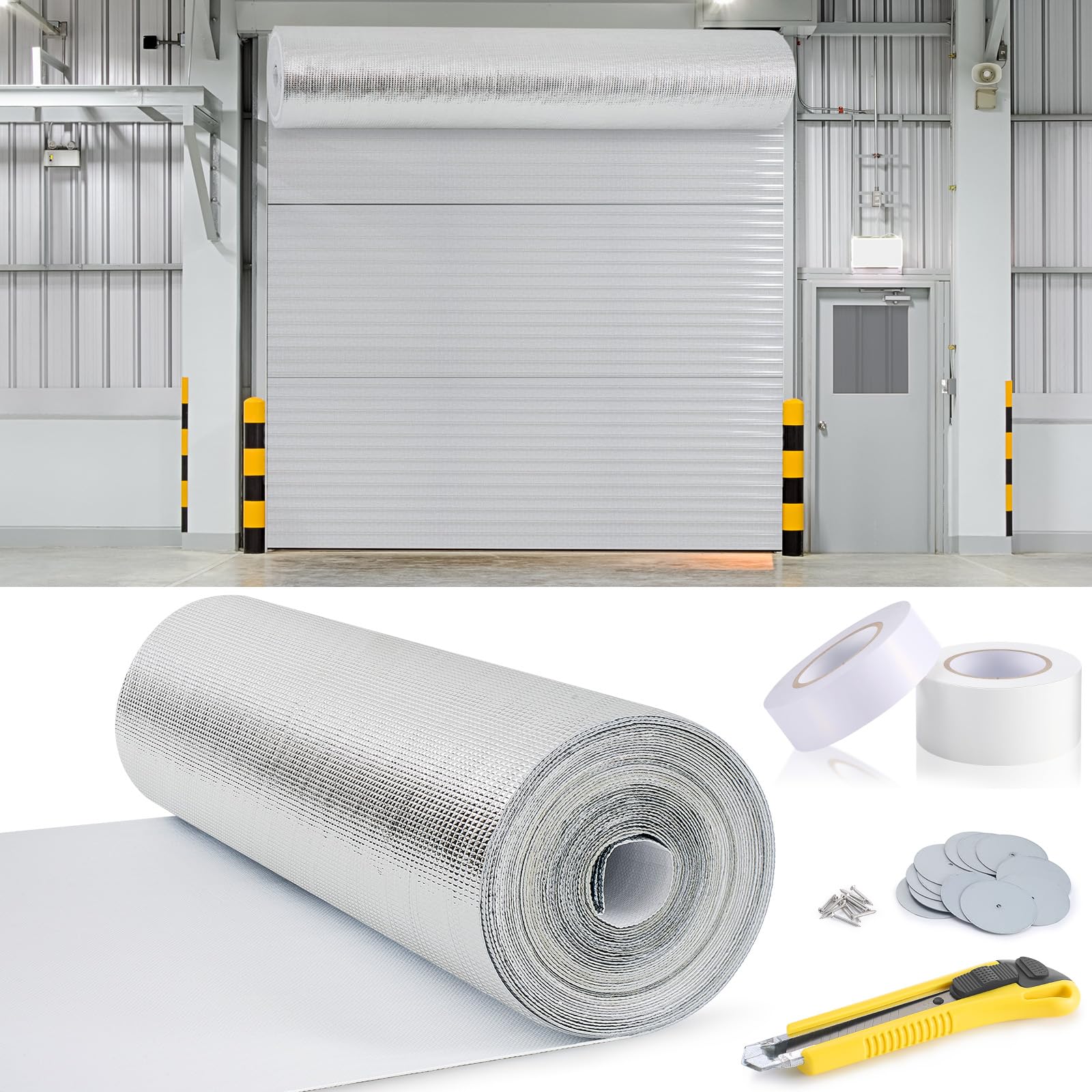 Tandefio Roll up Garage Door Insulation Kit for Cooling Metal Buildings ...