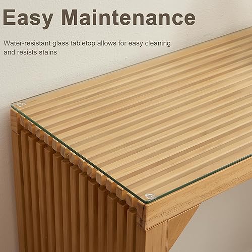 Miniatura 3 de Juego de mesa de comedor con bancos, mesa de comedor de madera con vidrio templado y juego de banco, juego de mesa de comedor pequeño para entrada,