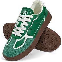 Womens Fashion Sneakers Comfortable Lace Up Walking Shoes Classic Casual Retro Gum Sole Non Slip Trainers