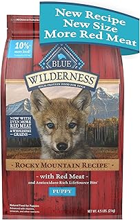 Blue Buffalo Wilderness Rocky Mountain Recipe High Protein Natural Puppy Dry Dog Food, Red Meat with Grain 4.5 lb Bag
