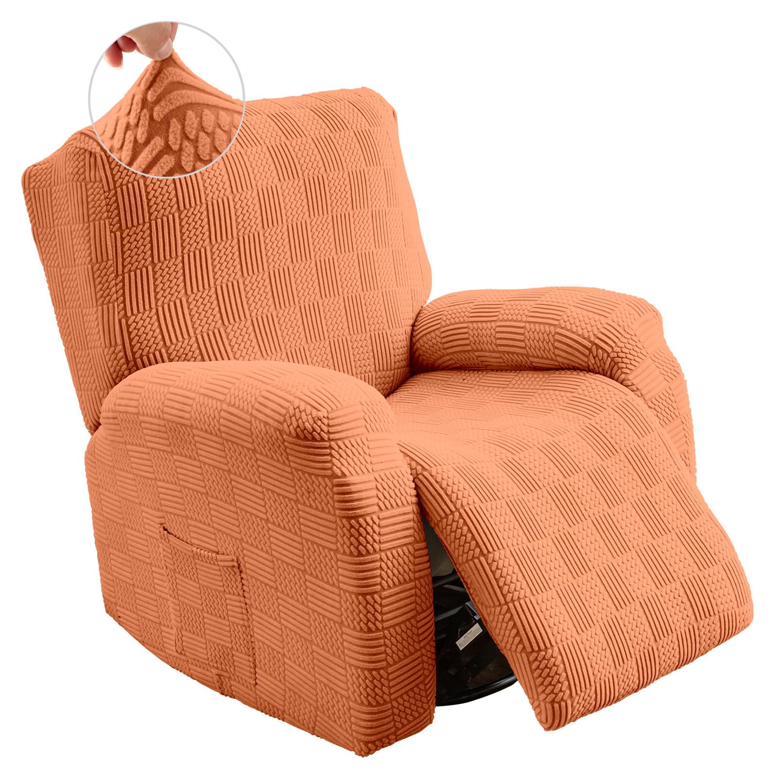 XHDZSW Stretch Recliner Chair Cover, Anti-slip Recliner Slipcover with Elastic Bottom and Pocket, Armchair Covers for Electric Chair Furniture Protector for Pet (Orange)