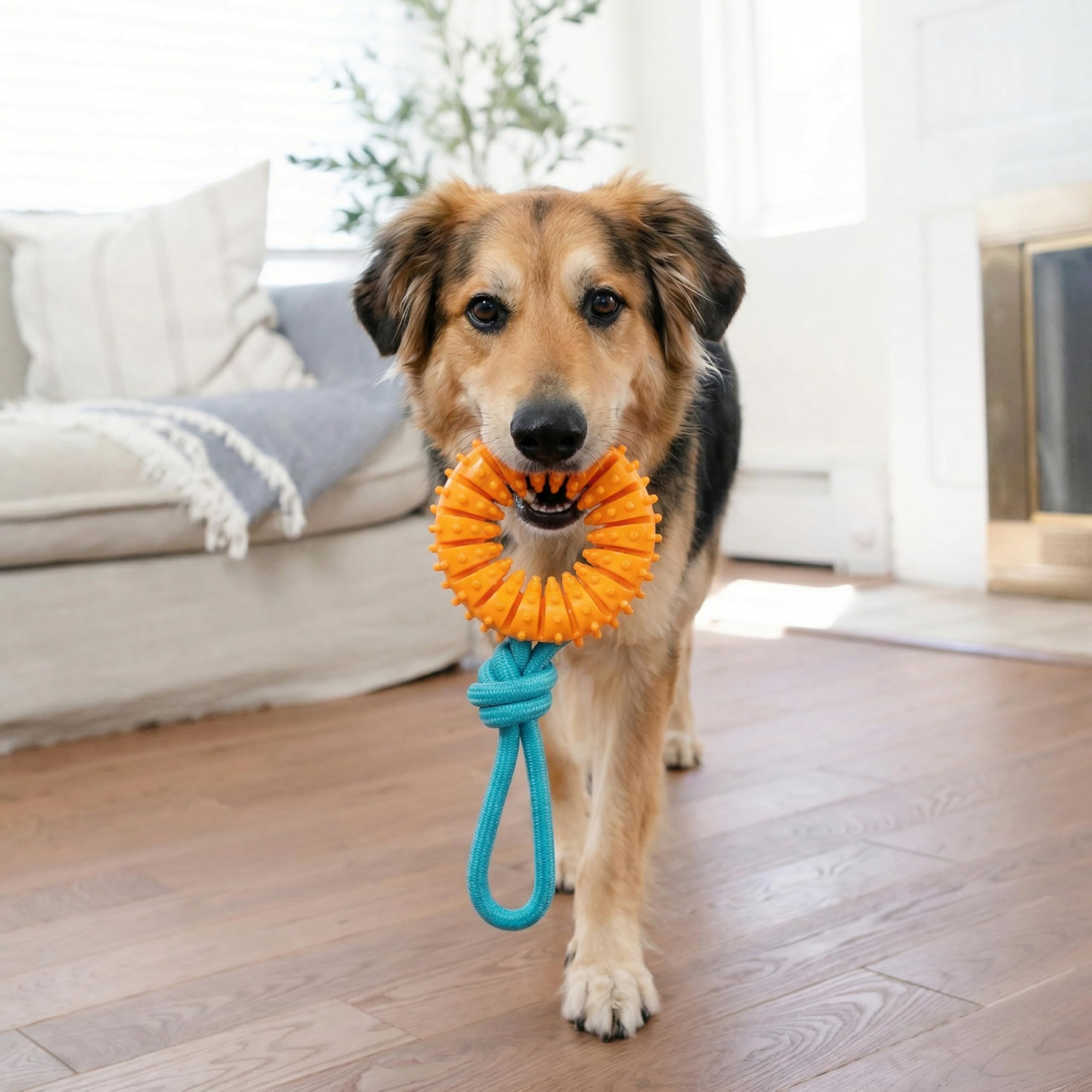 Outward Hound 2 w 1 Dental Chew Wheel zabawka do żucia dla psa i zabawka do szarpania, fioletowe