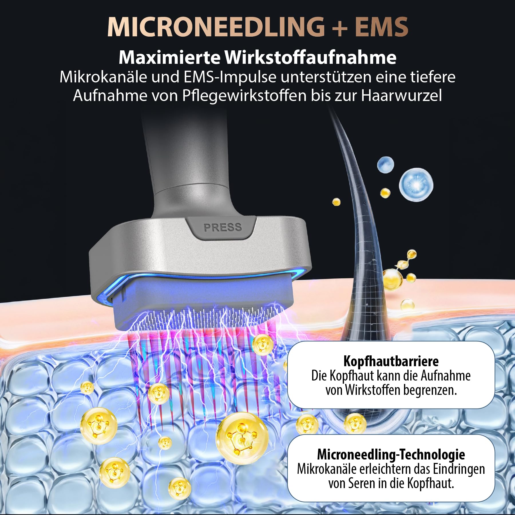 P-Beauty Derma Stamp BioPen BIO6 - mikroneedling Pen – Dermastamp z wyświetlaczem EMS i LED – urządzenie 4 w 1 do zapobiegania starzeniu się, ujędrniania skóry, zmarszczek, blizn potrądzikowych