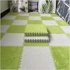 12 Pcs Interlocking Carpet Tiles, Plush Foam Square Floor Mats Set, Puzzle Floor Mat For Living Room, Bedroom And Hard Floor, 12 Tiles/12 Sq.Ft(Color:Green+White)