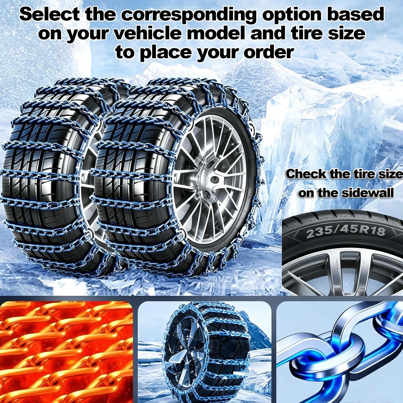 Cadenas Nieve Coche, Cadenas Para Nieve, Snow Tire Chains
