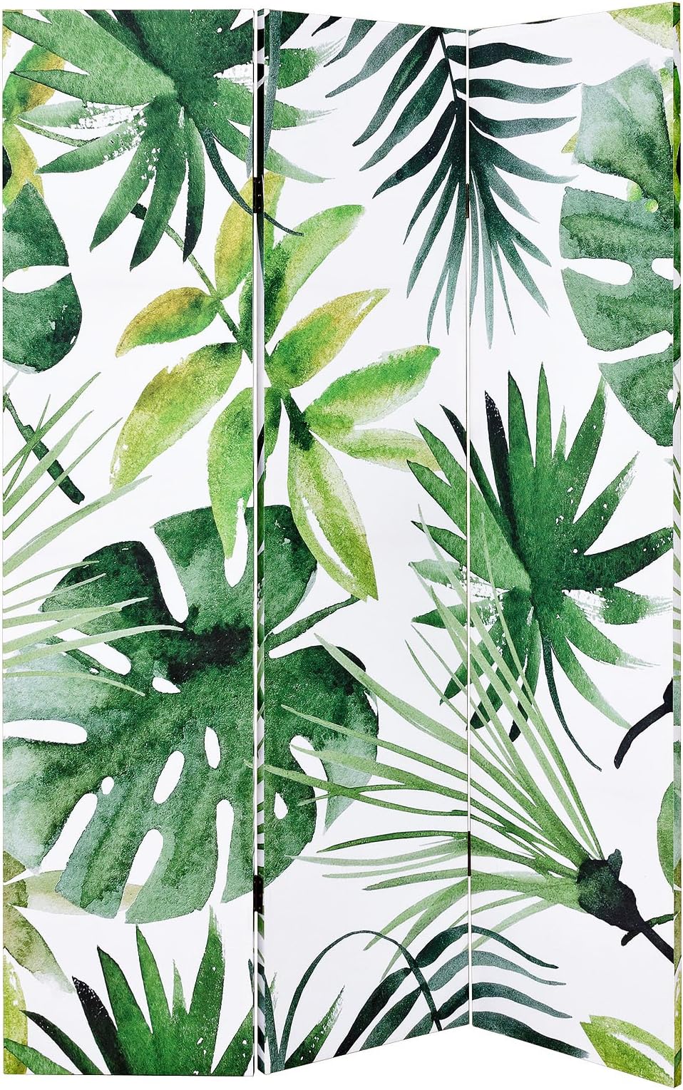 Febland Tropical Room Divider, Canvas/Wood frame, Green, 7 x 40 x 180 cm