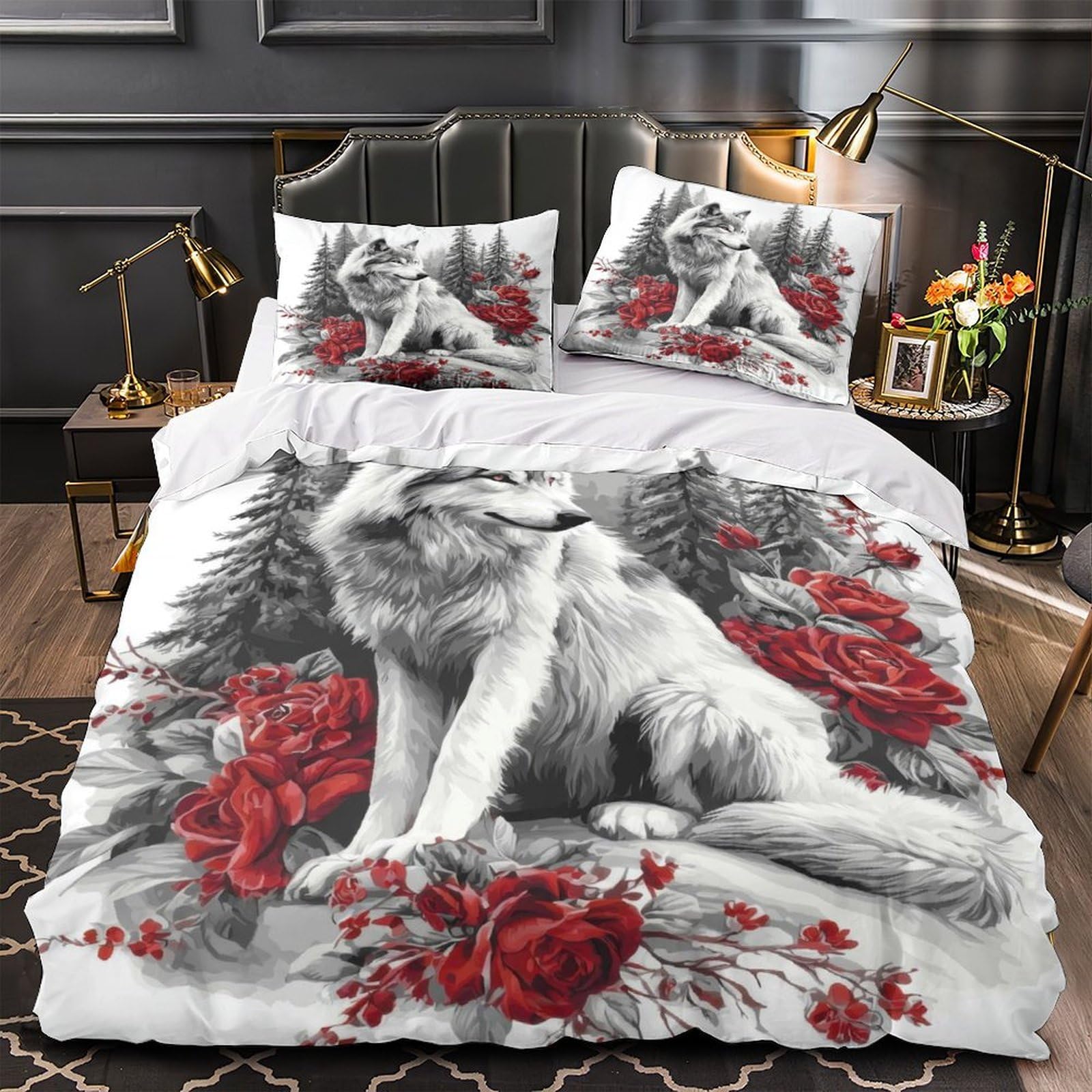 Parure de lit loup hypoallergénique microfibre douce contre les allergies