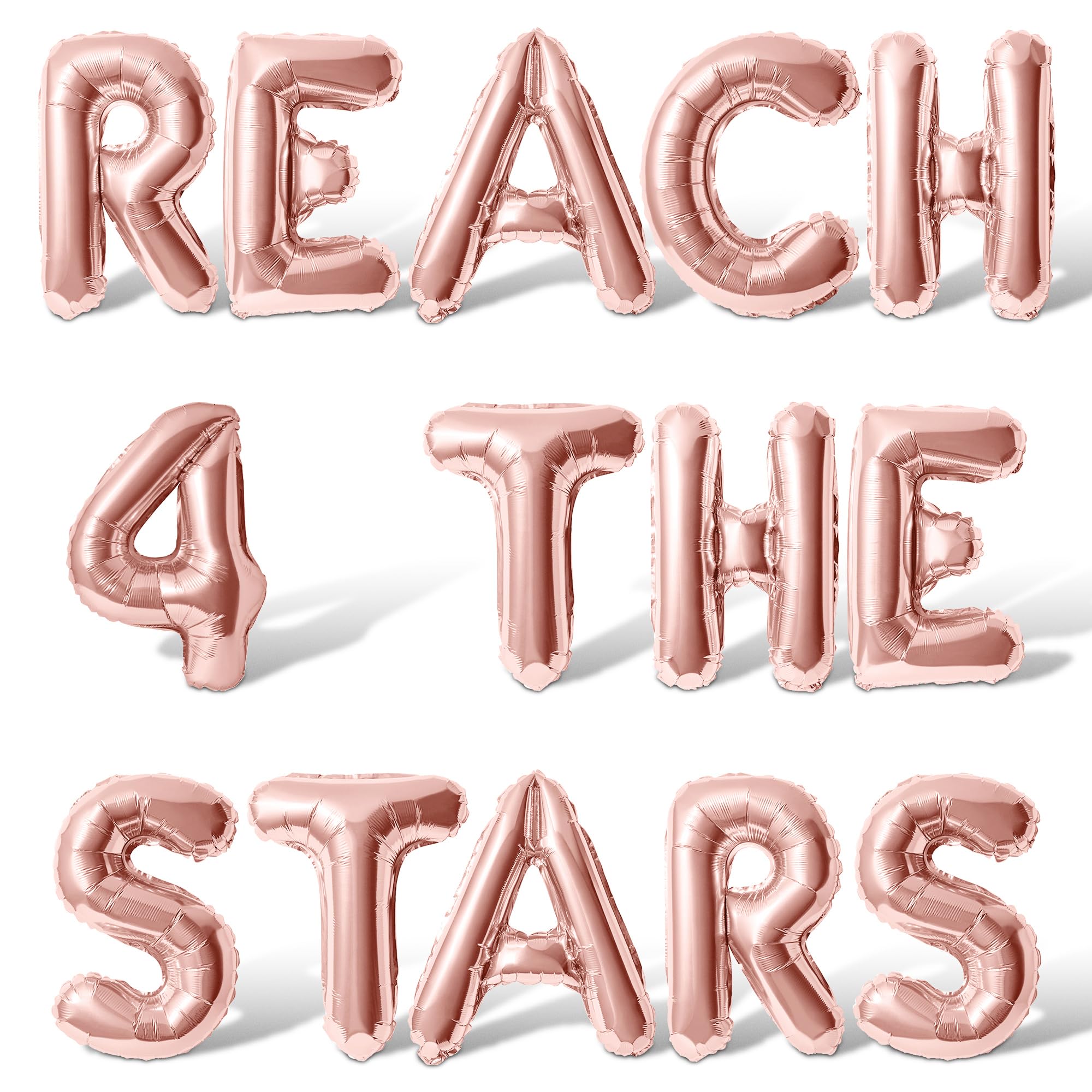 Letter Balloons - REACH 4 THE STARS 16" Inch Alphabet Letters Foil Mylar Balloon 4th Birthday Party Banner (Rose Gold)
