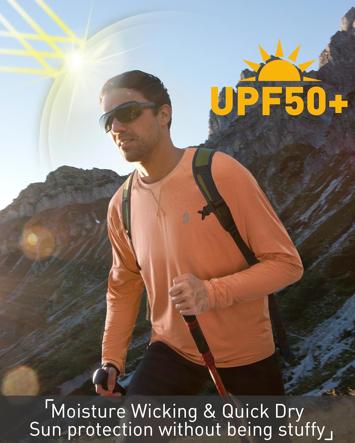 Men's UPF 50+ Rash Guard Long Sleeve, Lightweight UV Sun Protection SPF Water Shirts for Swim Fishing Hiking Beach - Image 4