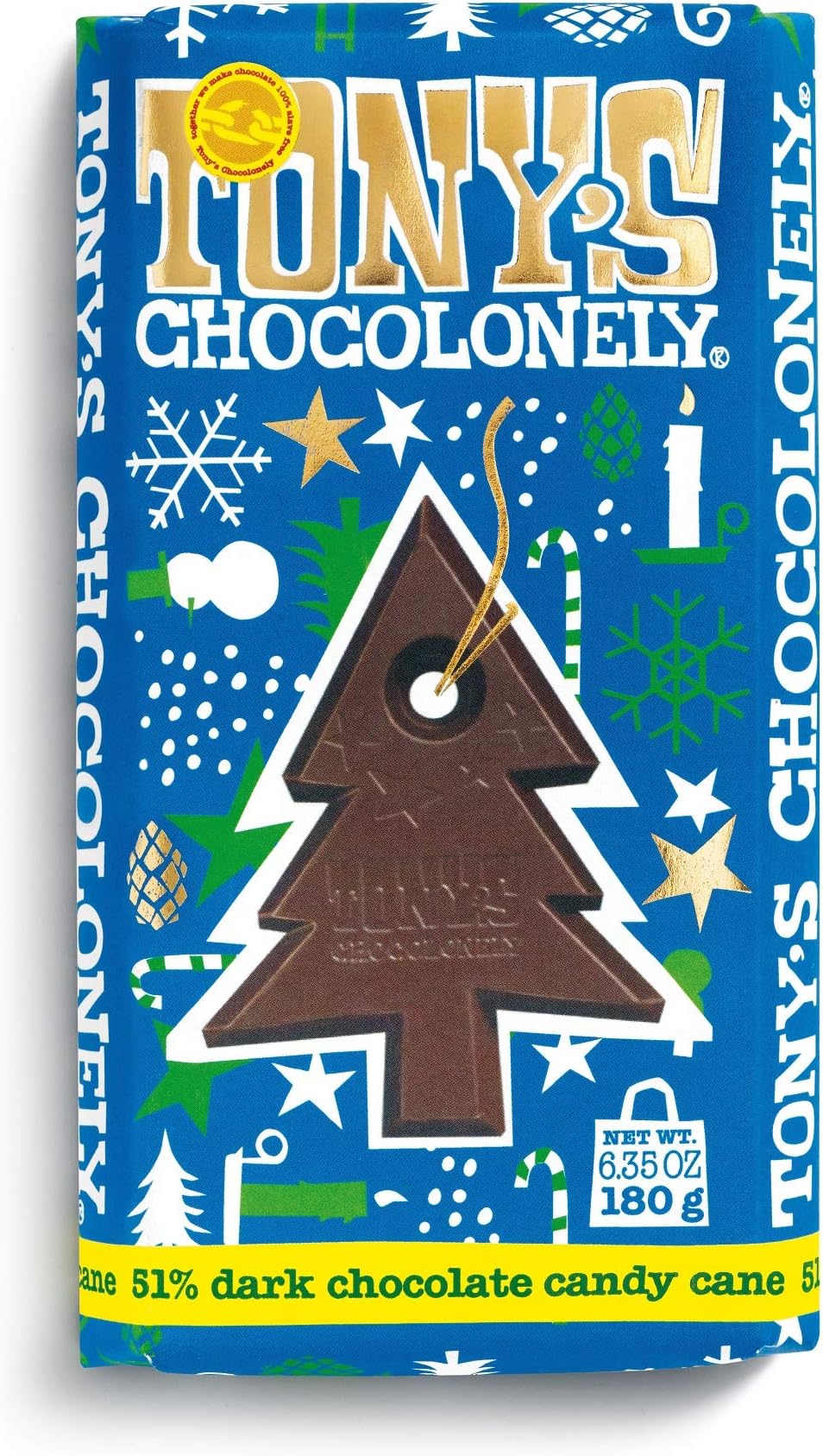 Tony's ChocolonelyDark Candy Cane Chocolate Bar - 6.35OZ - 15 Pack