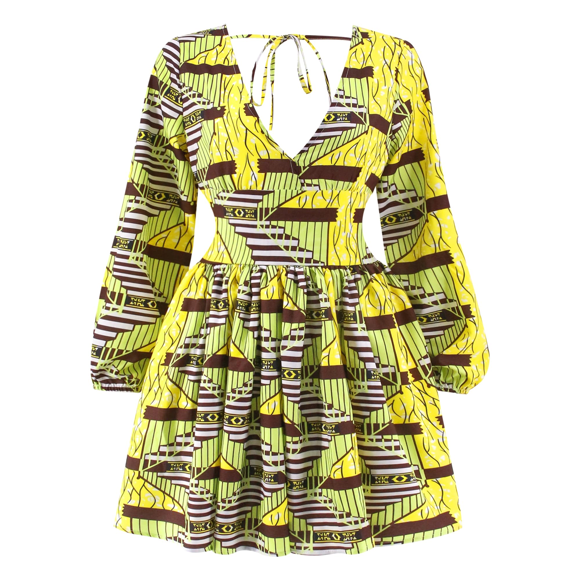 African Dashiki Printing Dress Long Sleeve Midi Fit Foraml A Line Swing Dresses