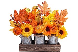 Winlyn Set of 3 Mini Artificial Fall Plants with Galvanized Pots