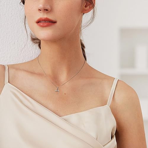 Miniatura 3 de Lauren-Spencer Collar de cola de ballena para mujer, chapado en oro y plata, delicado collar con colgante de cola de ballena con nácar lindo collar