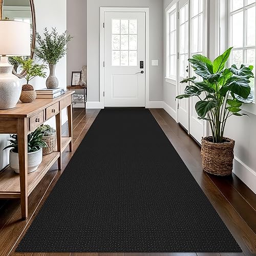Vista 477 de EARTHALL - Tapete tejido lavable con parte trasera de goma, tapete trenzado de algodón antideslizante para interiores para entrada, pasillo, cocina