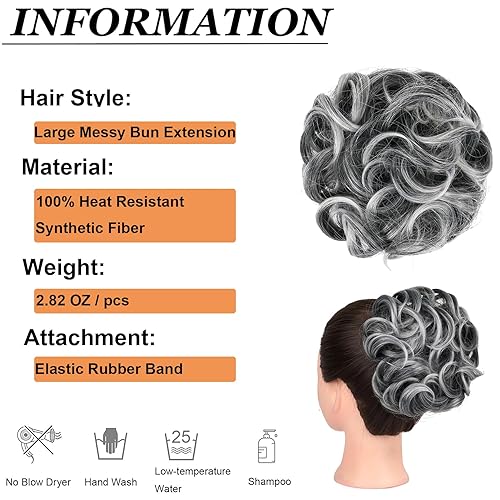 Miniatura 2 de Extensiones de cabello sintético rizado y grande, 2.82 onzas, extensiones de cabello sintético con forma de dona, para mujeres y niñas (reflejos