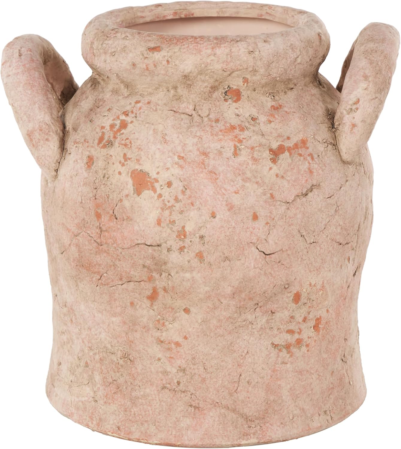 Deco 79 Ceramic Antique Style Vase with Handles, 9" x 7" x 12", Pink