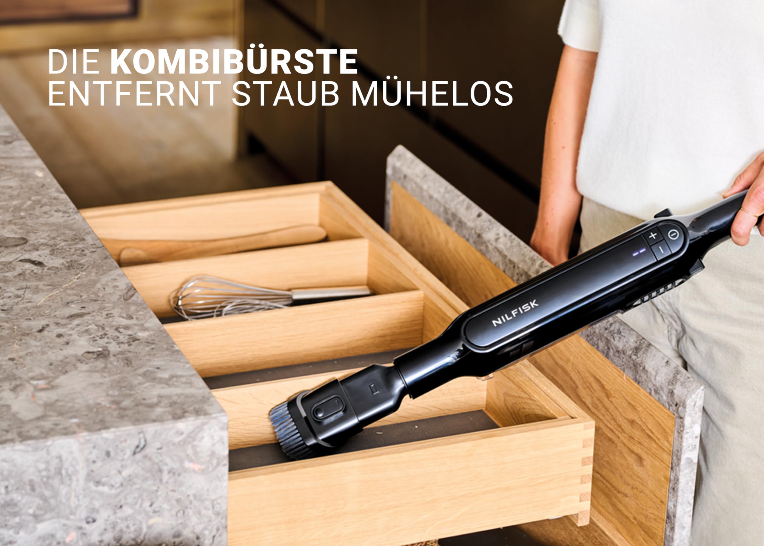 Nilfisk Move Akku-Staubsauger mit Ladestation – 2-in-1 Leichter Stiel- und Handstaubsauger (Schwarz)