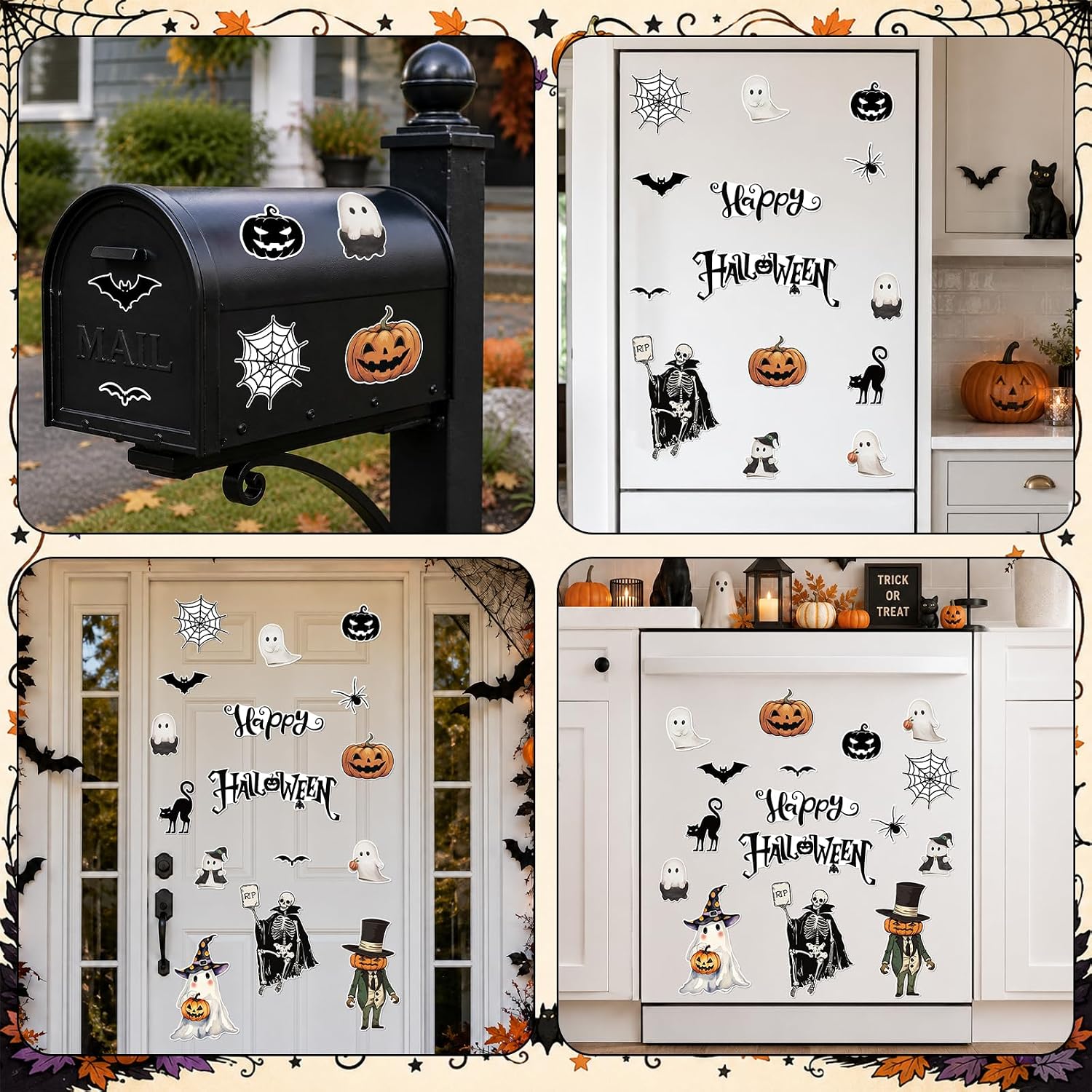 16 Pcs Halloween Refrigerator Magnets Cartoon Ghost Magnetic Stickers Cover Garage Door Car Refrigerator Kitchen Dishwasher Magnets for Happy Halloween Trick Or Treat Party Supplies image 5