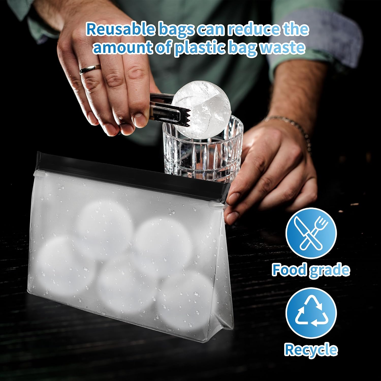 6 Pcs Reusable Ice Storage Bag with Secure Zip, 10 x 7.28 x 2.17 in, Freezer Bags Clear Ice Cube Storage Bag Freezer Storage Bags Ices Holder for Ice and Food Storage, RV & Cooler Storage. image 5
