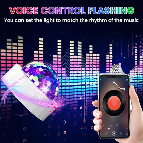 Miniatura 3 de Luces de discoteca para fiestas, 2 piezas de mini bola de discoteca multicolor, luces de discoteca portátiles activadas por sonido, luces LED de