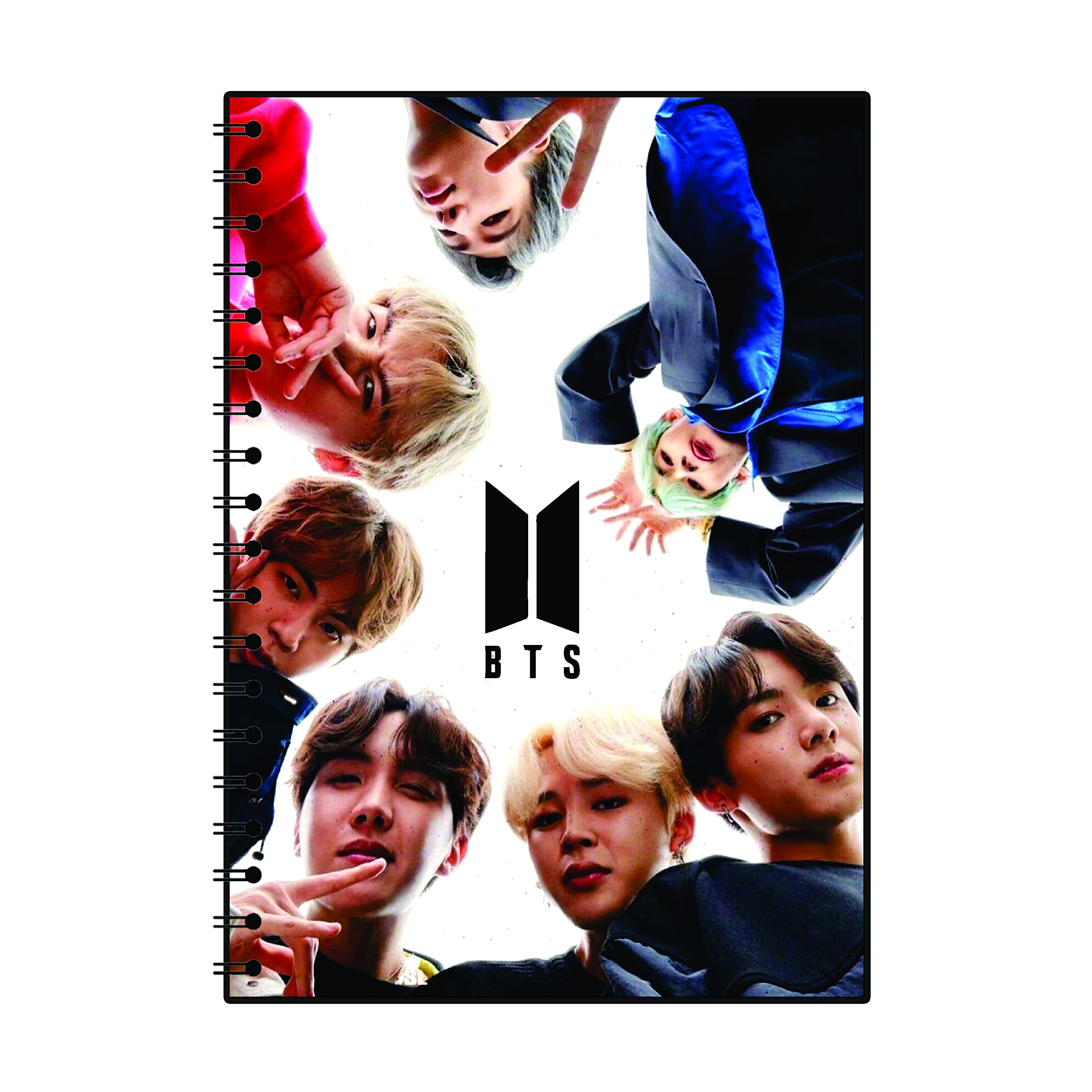 ShivaArts BTS Theme Graphic Printed Signature Unruled Paper Diary Spiral Wire Bound A5 Notebooks with 160 Pages 6x8 Inches (Design_65)