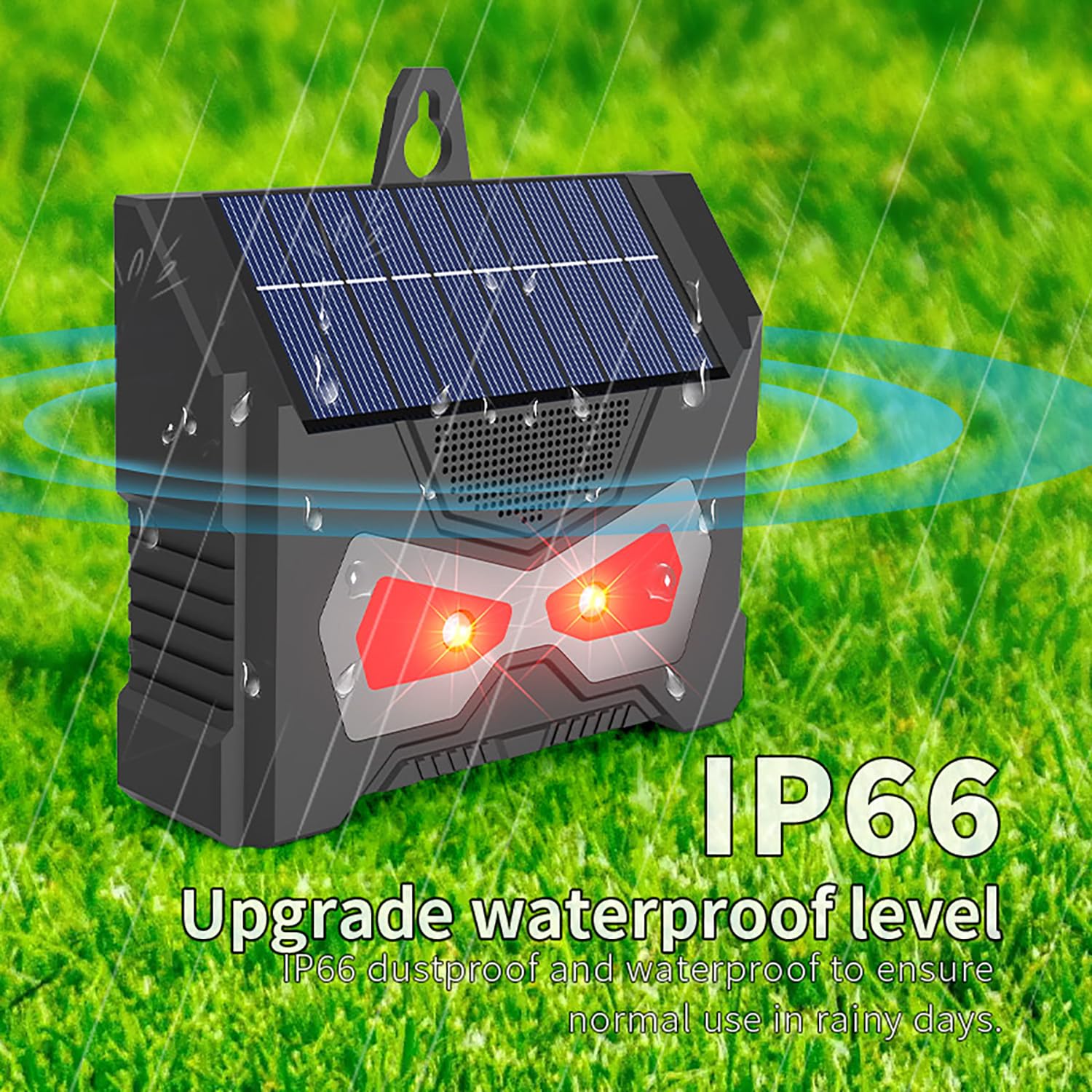 Predator énergie Solaire avec Deux lumières Rouges Clignotantes,répulsif lumière prédateur,répulsif pour Animaux,pour Animaux Nocturnes contrôle,à énergie Solaire,pour Chats Chiens, Renards, Oiseaux