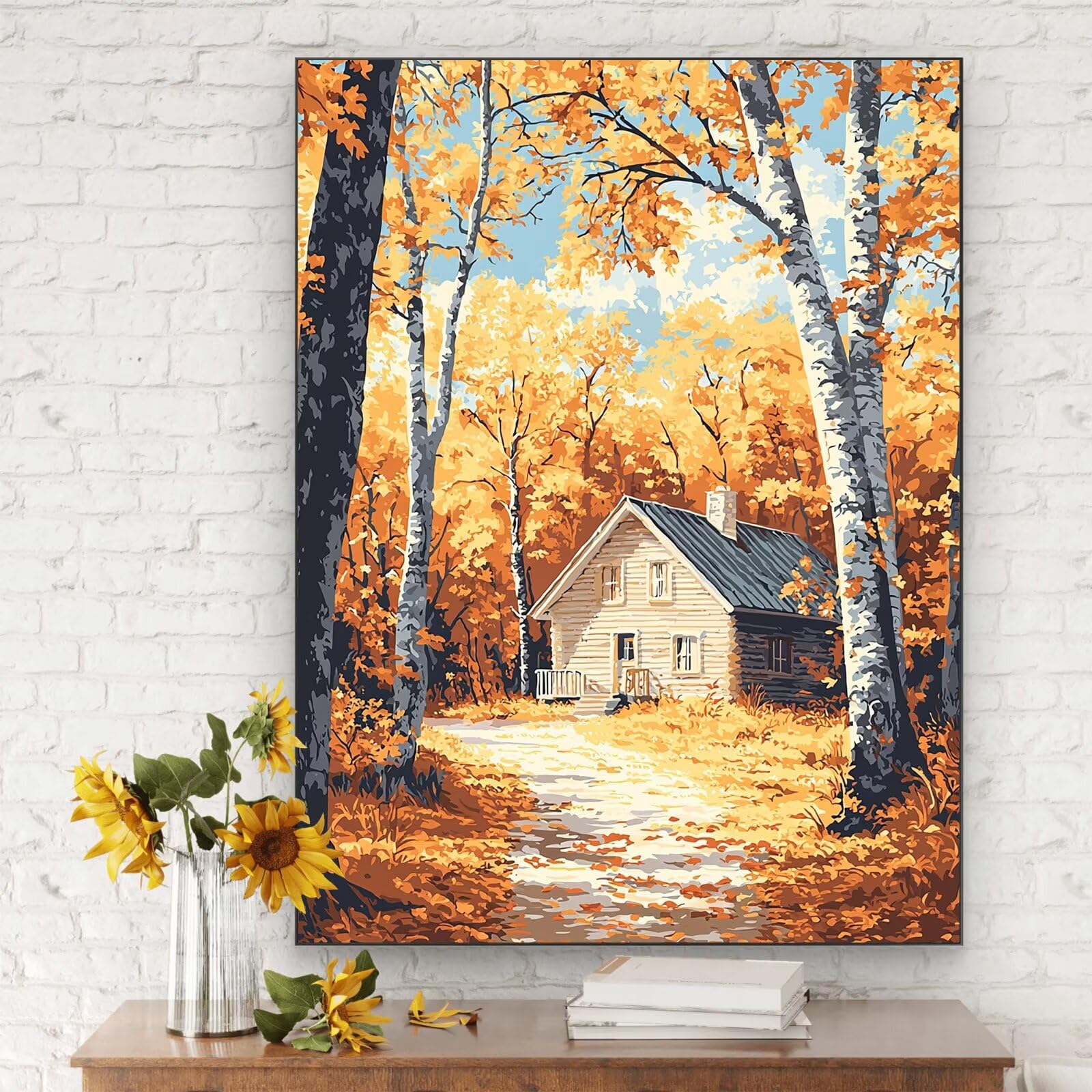 Malowanie według liczb dla dorosłych, 90 x 120 cm zestaw do malowania po numerach jesień dla dorosłych początkujących, Paint by Numbers z pędzlami akrylowymi pigmentowymi rysunkami, dekoracja domu