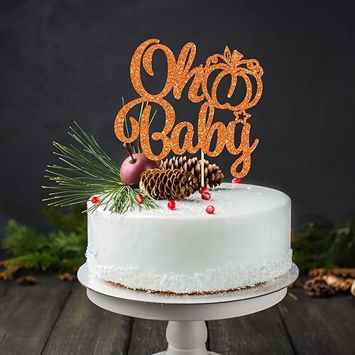 Miniatura 36 de Gyufise 24 piezas de calabaza Oh Baby Cupcake Toppers Glitter Baby Shower Calabaza Cupcake Picks Baby Feet Decoraciones para pasteles temáticos de A