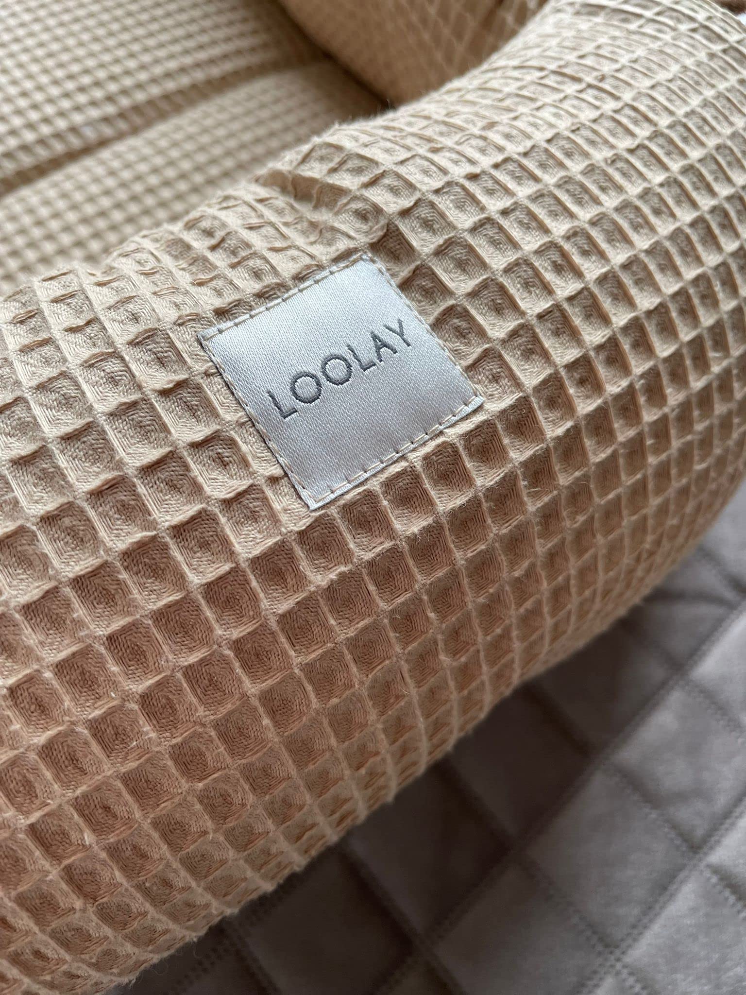 Traumfänger BOHO/Waffelpique TAUPE Babynest Babyaustattung Neugeborene Baby Unterlage Reisebett Nestchen SOLO/o. in Geschenk SETS (Nestchen SOLO)