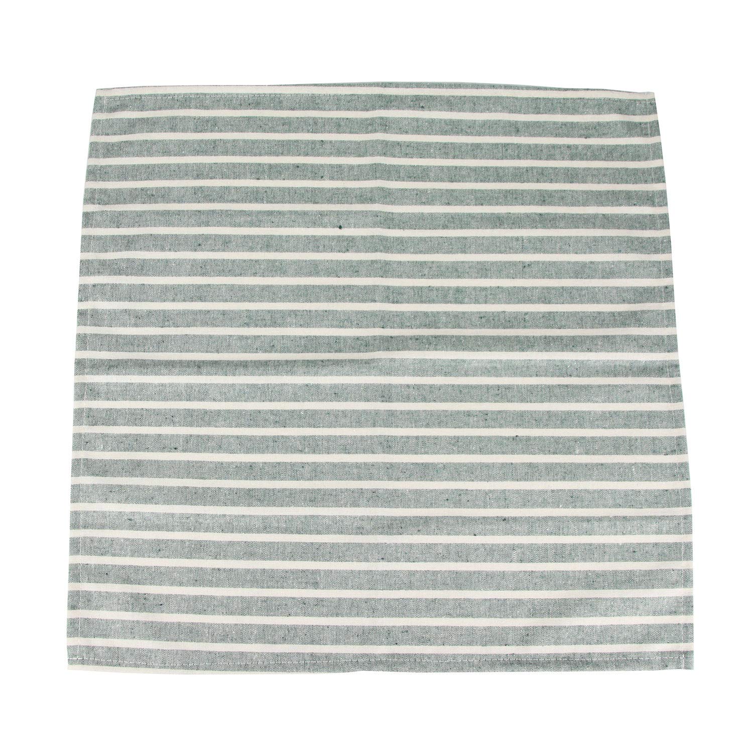 Lot de 12 Serviettes de Table Larges en Coton mélangé à Rayures pour fêtes de Noël, événements et Usage Domestique Vert 43,2 x 43,2 cm