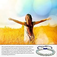 Vista 64 de Adjustable Crystal Bracelet – Gemstone Bead Bracelet with Adjustable Macrame String – Chic Gemstone Bracelet for Men and Women – 8mm Round Healing