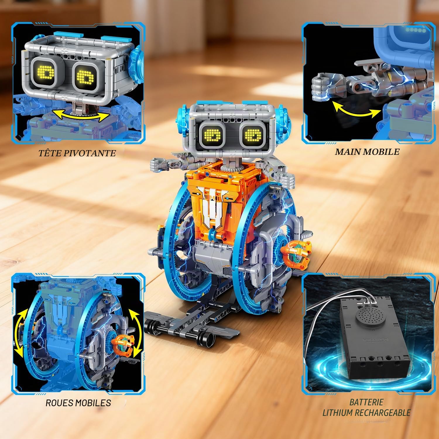 HiWEEGO Jouets Robots RC avec Yeux LED et Sons modifiables, Application et télécommande Rechargeable Kit robotique 5 en 1 Cadeau pour Enfants garçons Filles âgés de 12 Ans et Plus (783 pièces)