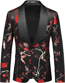 Mens Blazer Tuxedo Jacket Floral Printed Dinner Wedding Groom Homecoming Dance Prom Outfits