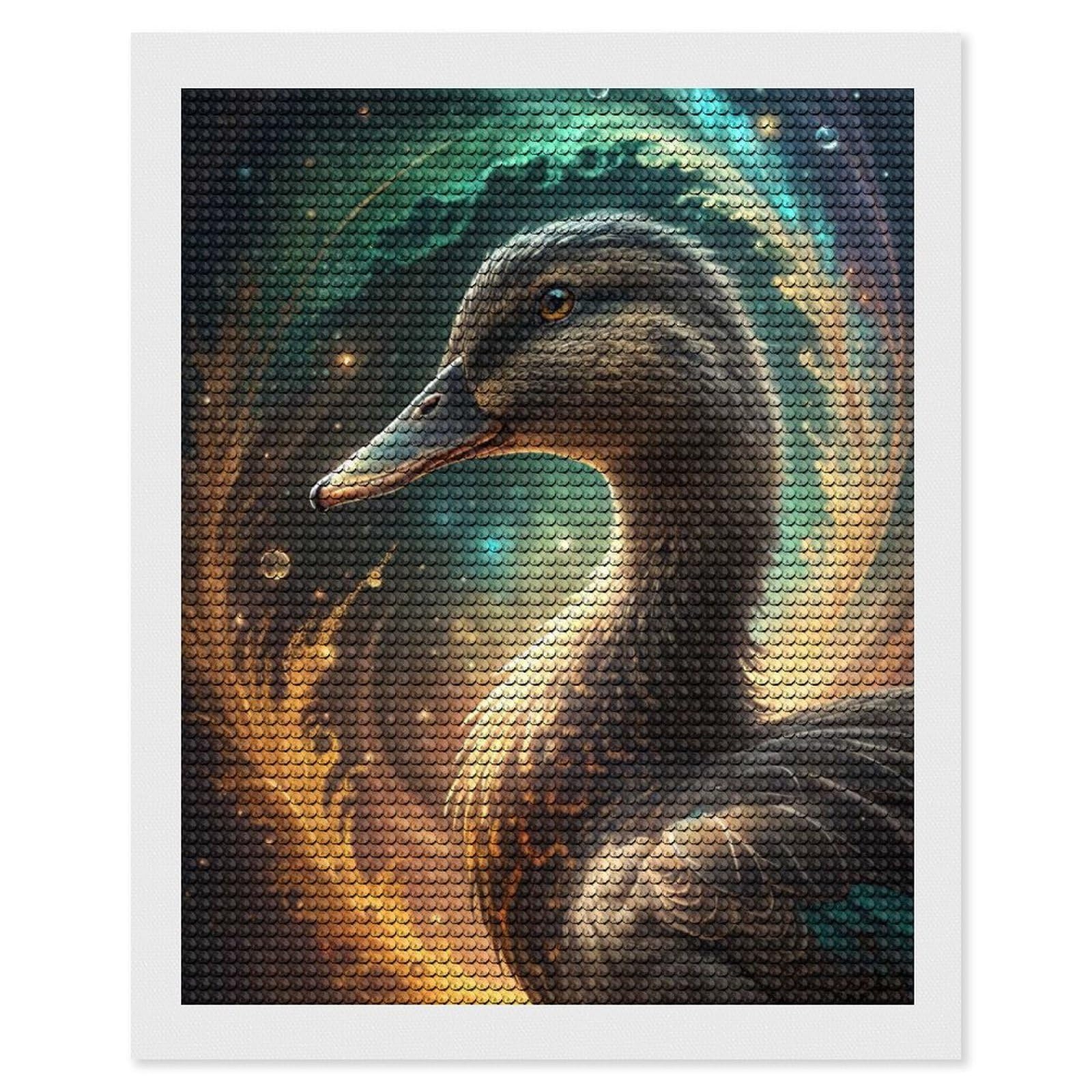 Junmoney Duck in Cosmic Swirl Diamond Painting Canvas Set 16"x20", for Women, Pleasing Wall Art Project, Aesthetic Room Decor, Gift Idea