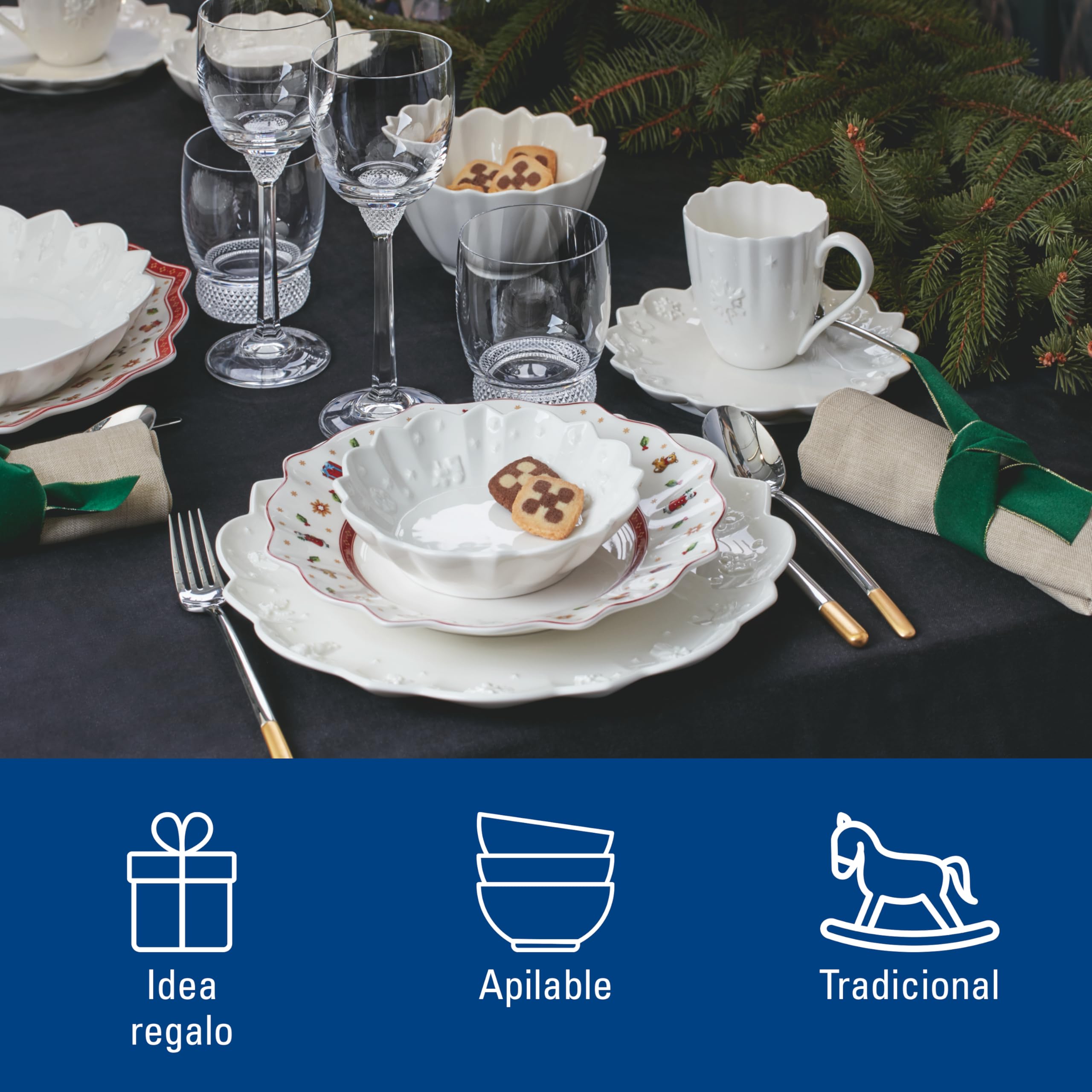 Villeroy & Boch – Toy's Delight Royal Classic Frühstücks-Set 6 teilig Weiß, Spülmaschinenfest, Mikrowellensicher, Frühstücksset Toys Für 2 Personen, Weihnachtsgeschirr Toys, Premium Porcelain