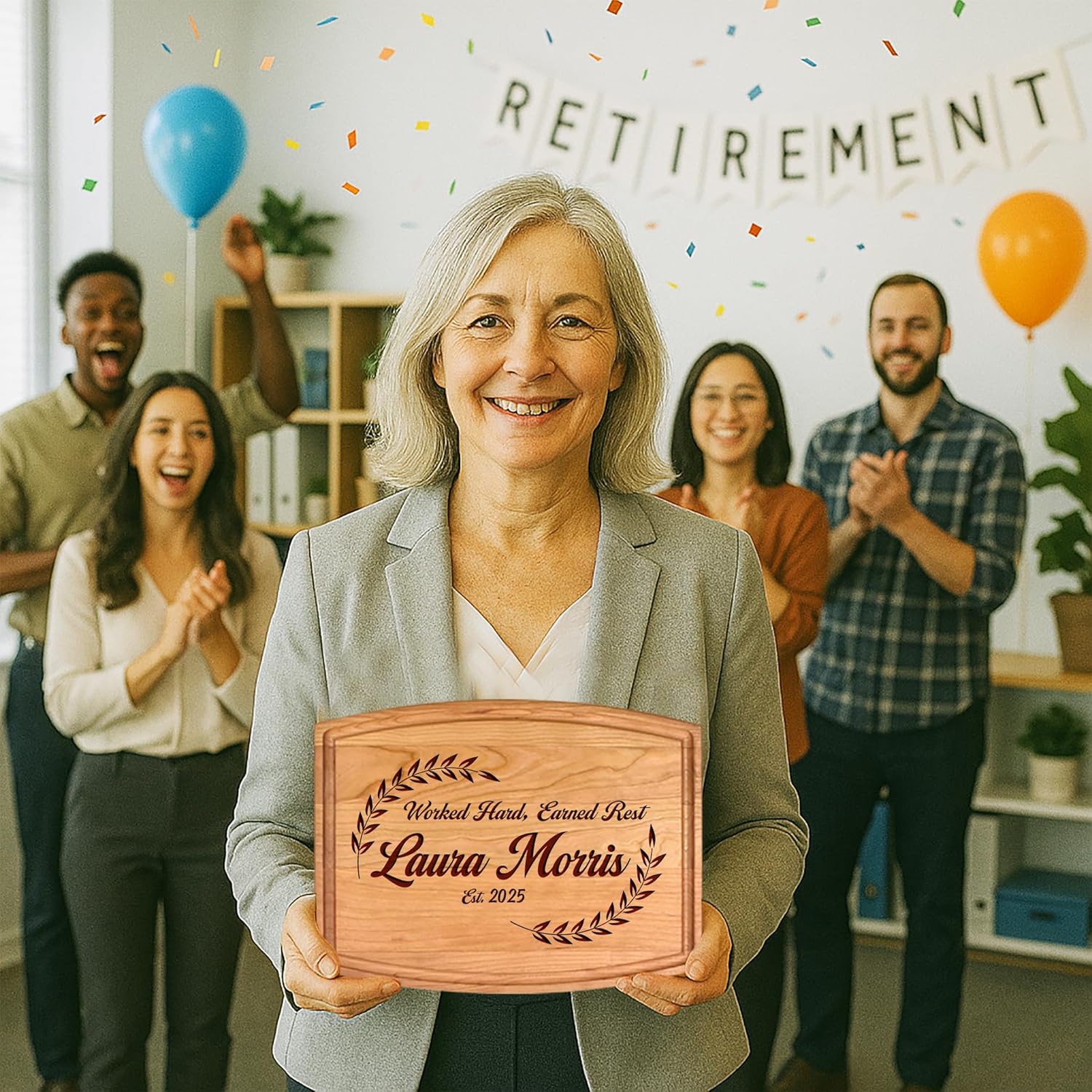 Personalized Retirement Cutting Board – Custom Engraved Wooden Board – Retirement Gift for Men & Women, Boss, Coworker, Teacher, Friends or Parents – Unique Work Anniversary, Promotion & Farewell Gift - Image 5