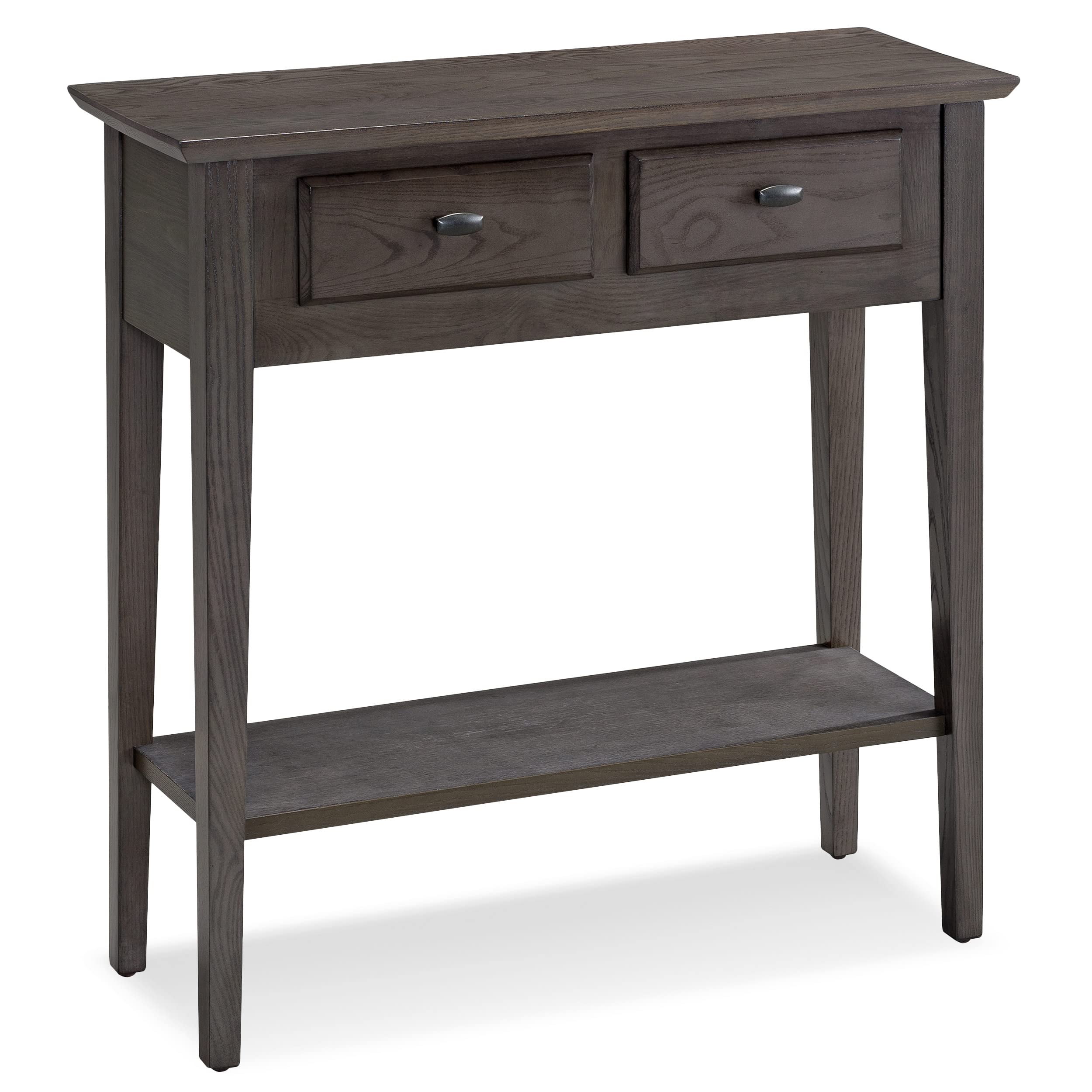 Leick Home 30 in. Solid Wood Hall Entryway Console Sofa Table with Shelf and Two Drawers, Smoke Gray, 10075-GR