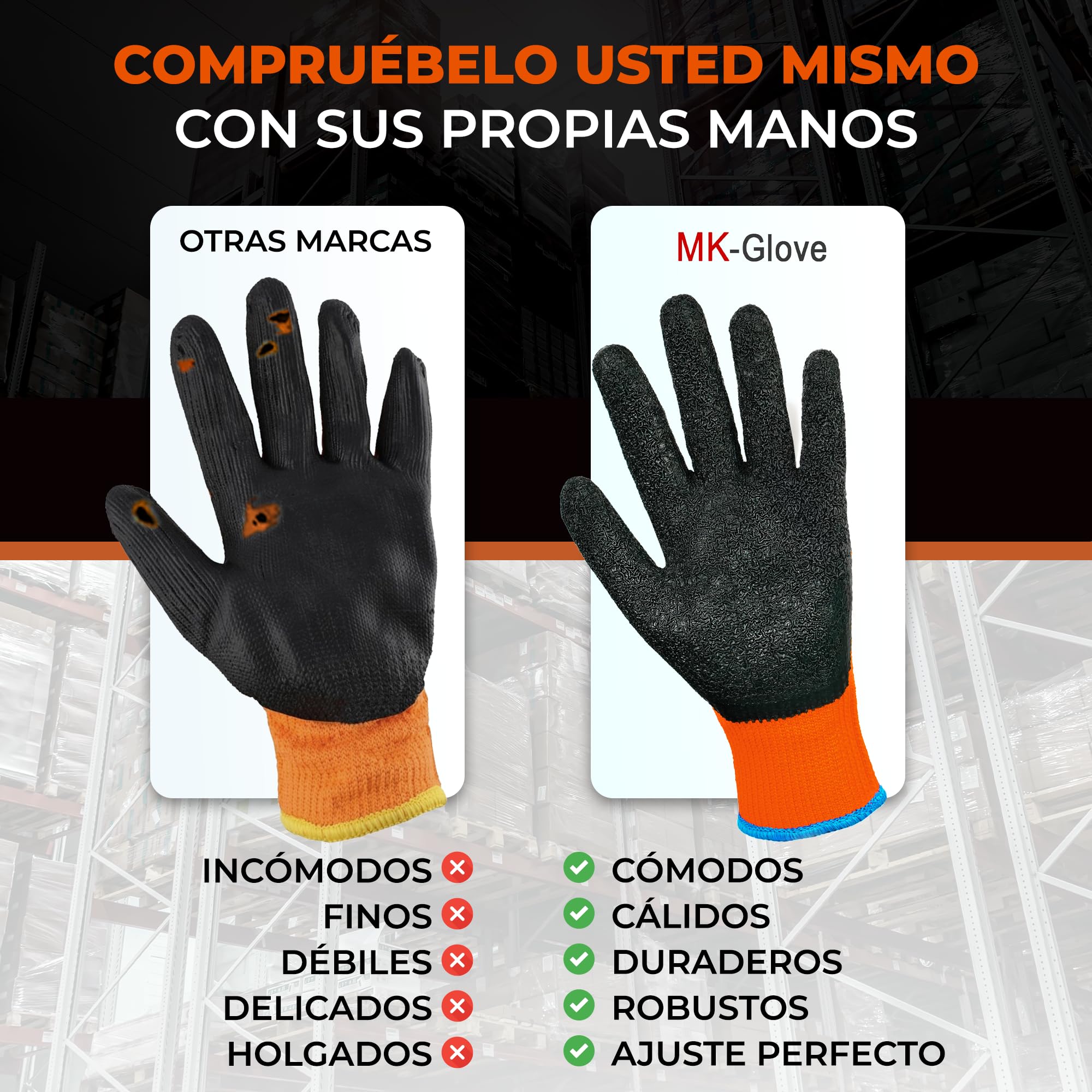 Guantes de Trabajo Térmicos (36 Pares) 10-XL | Guantes Trabajo Invierno con Revestimiento Látex, Guantes Jardinería Aislantes Resistentes a la Abrasión, Jardín&Construcción