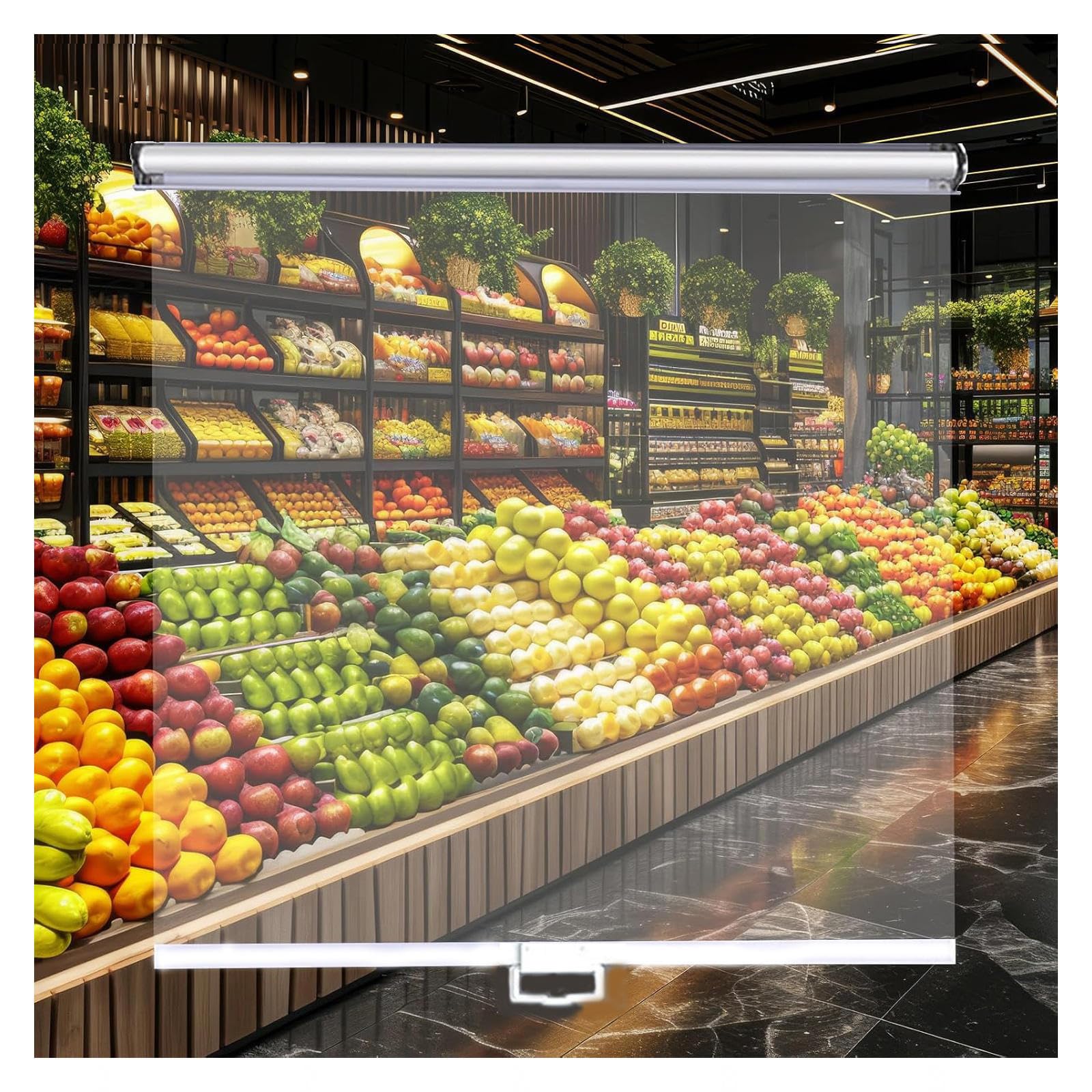 Vsaqlnwz Generic Transparent Roller Blind, Cooling Clear Roller Blinds, Windproof Clear Roll Up Blinds For Market Cooler,Veggie Shops,Delis,Bakeries,90Cm(35In)*150Cm(59In)