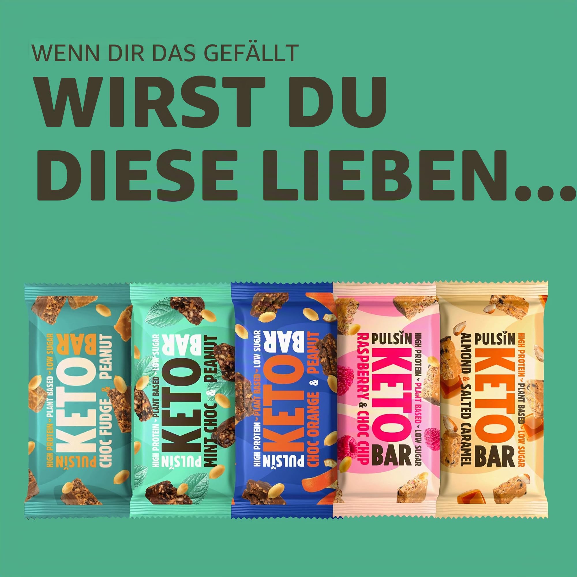Pulsin - Mint-Chocolate Keto-Riegel - 18 x 50g - Vorteilspack - glutenfrei, natürlich, kalorienarm, pflanzlich, palmölfreier & milchfreier Snackriegel - Minze-Schokolade Geschmack